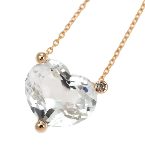 Ponte Vecchio K18PG Heart Shape Crystal Diamond Pendant Necklace 2.46ct D0.008ct 