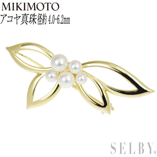 MIKIMOTO K18YG Akoya pearl brooch, diameter approx. 4.0-6.2mm 