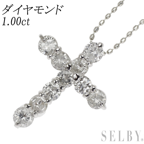 Pt900/ Pt850 ダイヤモンド ペンダントネックレス 1.00ct クロス