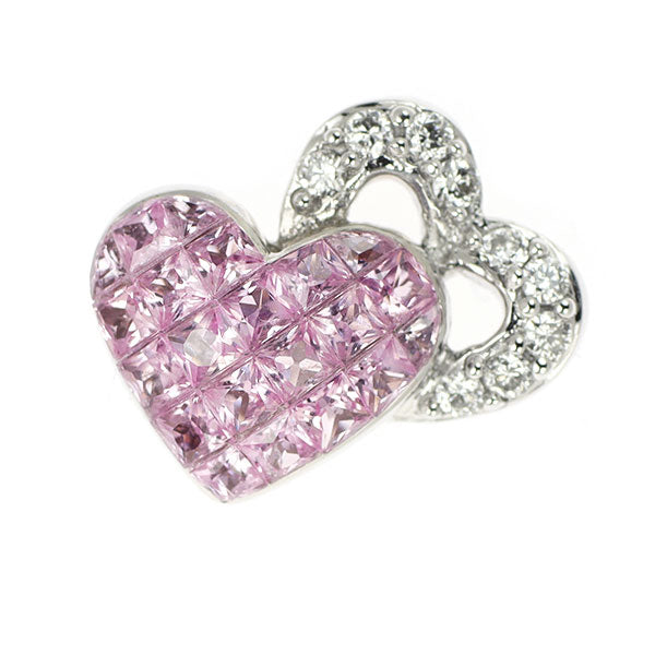 Les Essentiels K18WG Pink Sapphire Diamond Pendant Mystery Setting Heart 