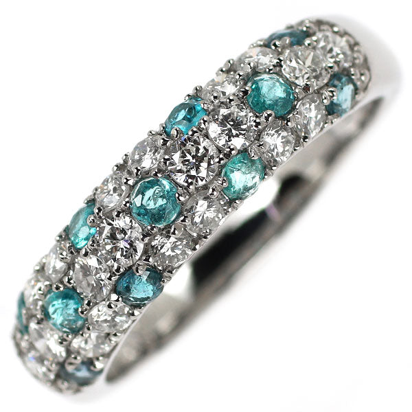 Pt950 Paraiba Tourmaline Diamond Ring 0.38ct D0.68ct Pavé 