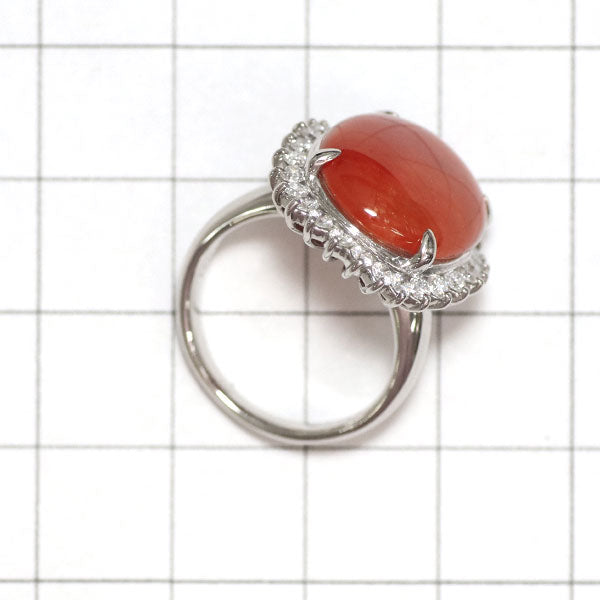 Pt900 Orange Jade Diamond Ring 10.57ct D0.69ct 