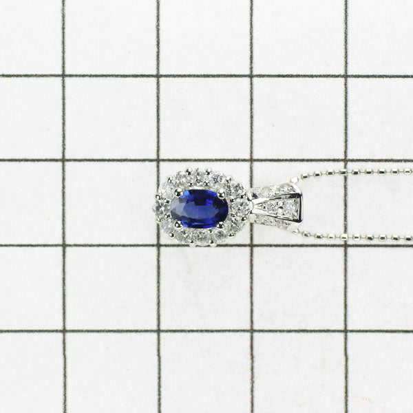 Pt900/ Pt850 Sapphire Diamond Pendant Necklace 0.50ct D0.38ct 