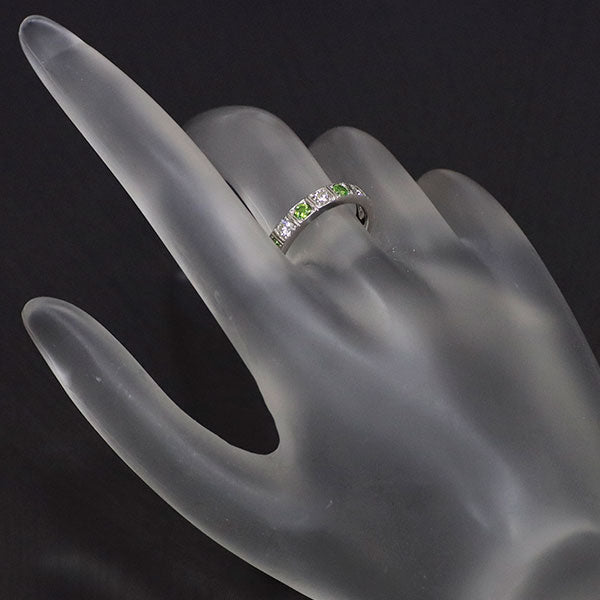 Rare Pt900 Demantoid Garnet Diamond Ring 0.30ct D0.34ct Eternity 