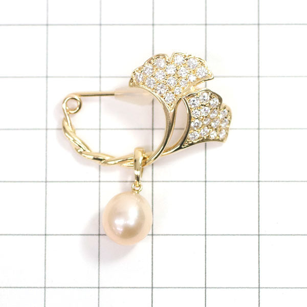 MIKIMOTO K18YG White South Sea Pearl Diamond Brooch Diameter approx. 9.1mm 