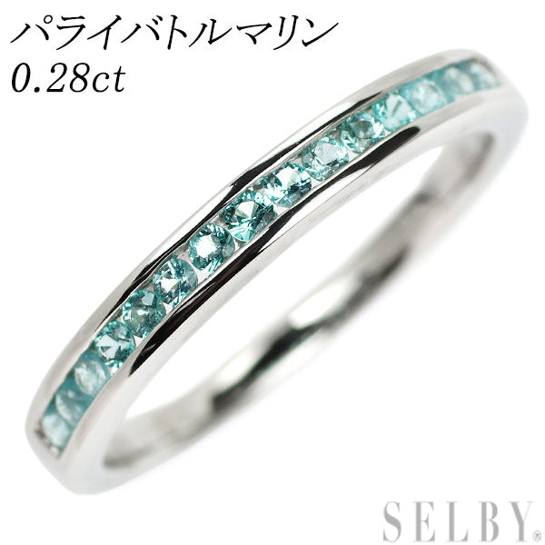 Pt950 Paraiba Tourmaline Ring 0.28ct Half Eternity 