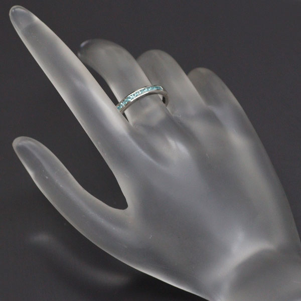 Pt950 Paraiba Tourmaline Ring 0.28ct Half Eternity 