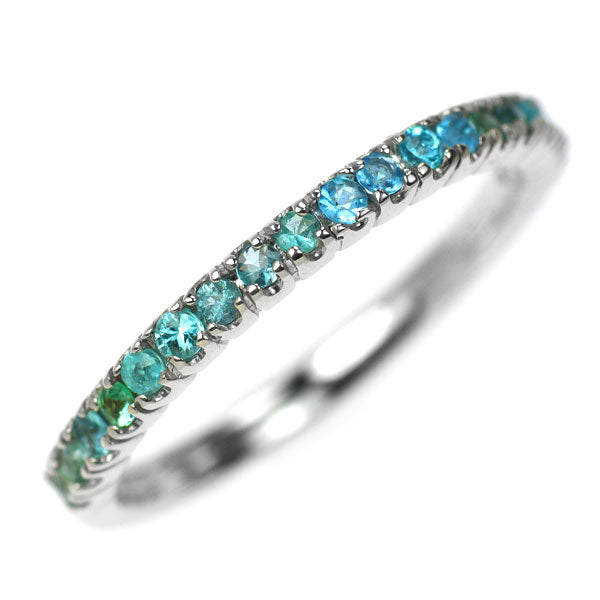 K18WG Paraiba Tourmaline Ring 0.22ct Half Eternity 