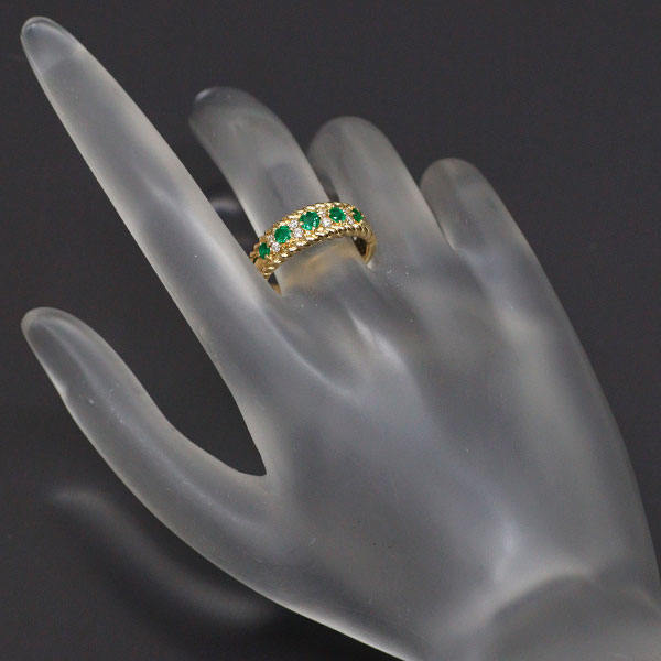K18YG Emerald Diamond Ring 0.42ct D0.12ct 