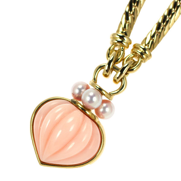 MIKIMOTO K18YG Coral Baby Pearl Pendant Necklace Diameter approx. 3.4mm 