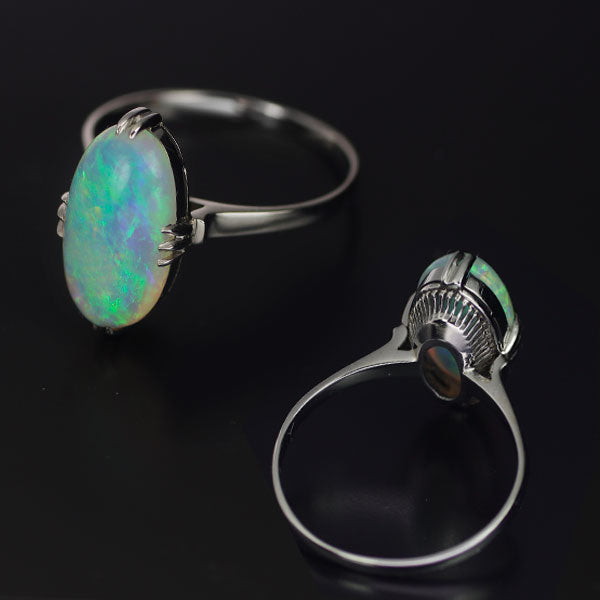 Pt700 Opal Ring Senbonkushi Vintage Product 