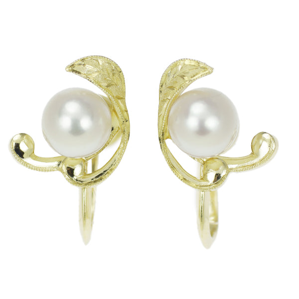 Mikimoto K18YG Akoya pearl earrings, diameter approx. 6.1mm 