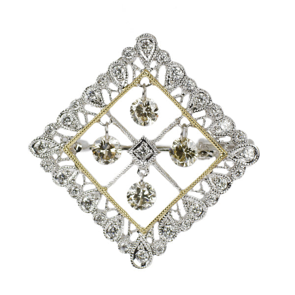 K18YG/WG Diamond Brooch and Pendant 0.72ct 