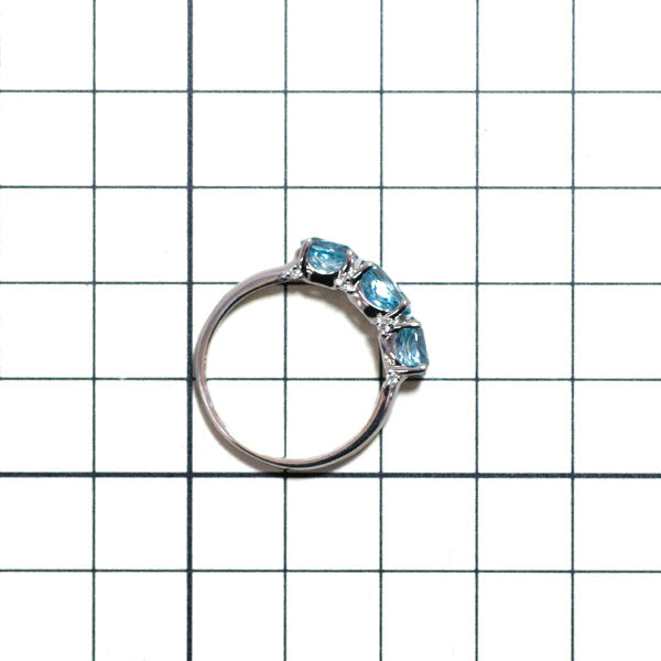 Pt950 Blue Zircon Diamond Ring 3.55ct D0.06ct 