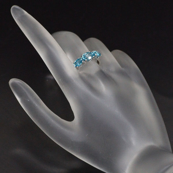 Pt950 Blue Zircon Diamond Ring 3.55ct D0.06ct 