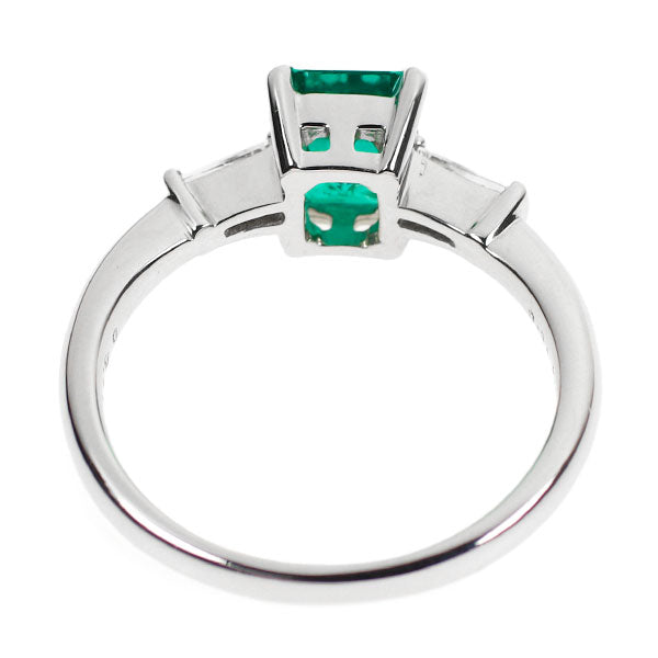 Pt900 Colombian (F1) emerald diamond ring 0.94ct D0.15ct 