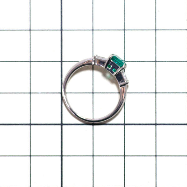 Pt900 Colombian (F1) emerald diamond ring 0.94ct D0.15ct 
