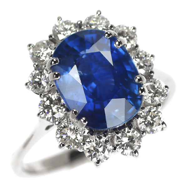 K18WG Sapphire Diamond Ring 3.87ct D1.20ct 