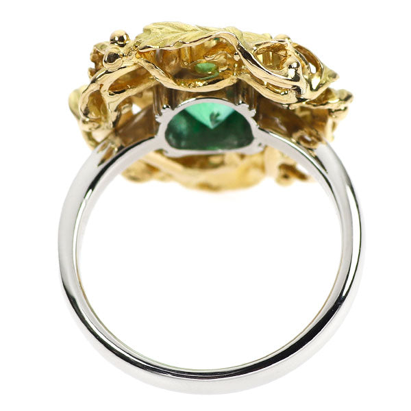 K18YG/Pt900 Green Tourmaline Paraiba Tourmaline Diamond Ring 1.92ct T0.37ct D0.09ct 