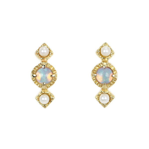 ete K18YG/ K10YG Opal Seed Pearl Earrings 