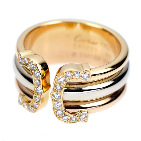 Cartier K18YG/WG/PG Diamond Ring 2C No. 49 