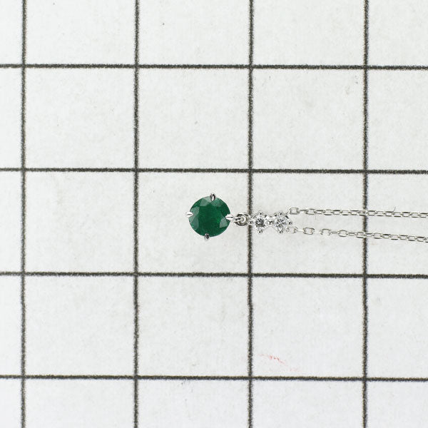Star Jewelry Pt950 Emerald Diamond Pendant Necklace D0.02ct 