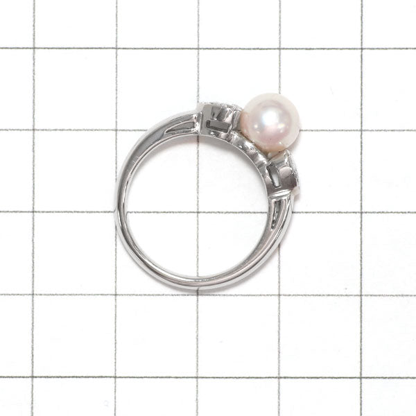 Nina Ricci Pt900 Akoya pearl diamond ring, diameter approx. 7.0mm 