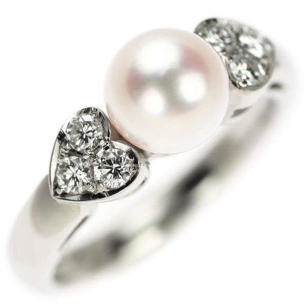 Nina Ricci Pt900 Akoya pearl diamond ring, diameter approx. 7.0mm 