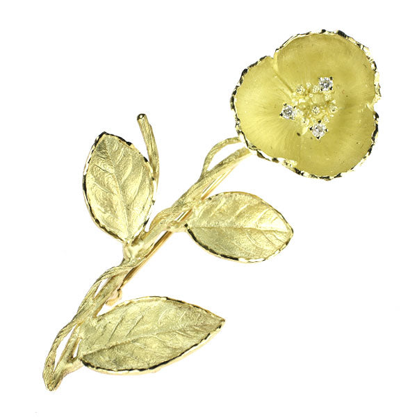 K18YG Diamond Brooch 0.06ct Flower 