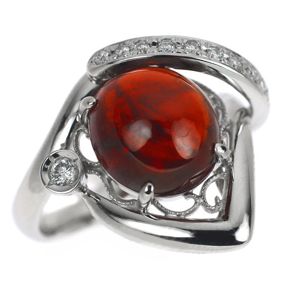 Pt900 Spessartine Garnet Diamond Ring 8.23ct D0.16ct 