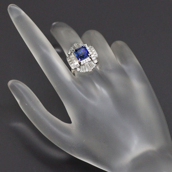 Pt900 Sapphire Diamond Ring 4.47ct D1.72ct 