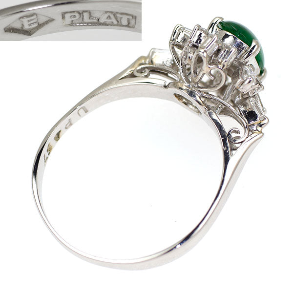 Pt780 Jade Diamond Ring, Vintage Engraved Product 