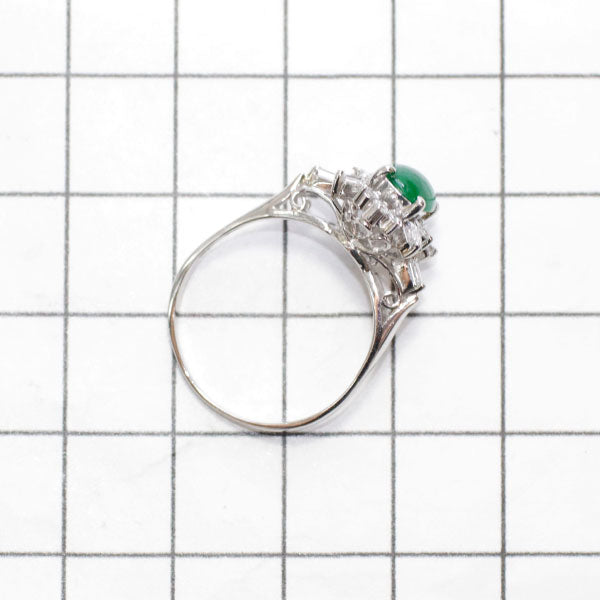 Pt780 Jade Diamond Ring, Vintage Engraved Product 