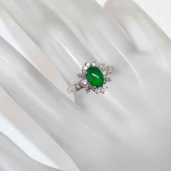 Pt780 Jade Diamond Ring, Vintage Engraved Product 