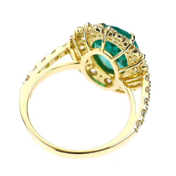 K18YG Emerald Diamond Ring 2.385ct D1.19ct 