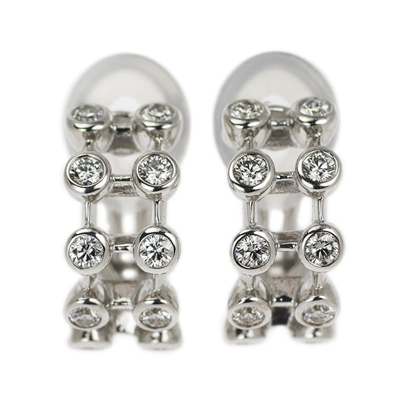 MIKIMOTO K18WG Diamond Earrings 0.58ct Half Hoop 