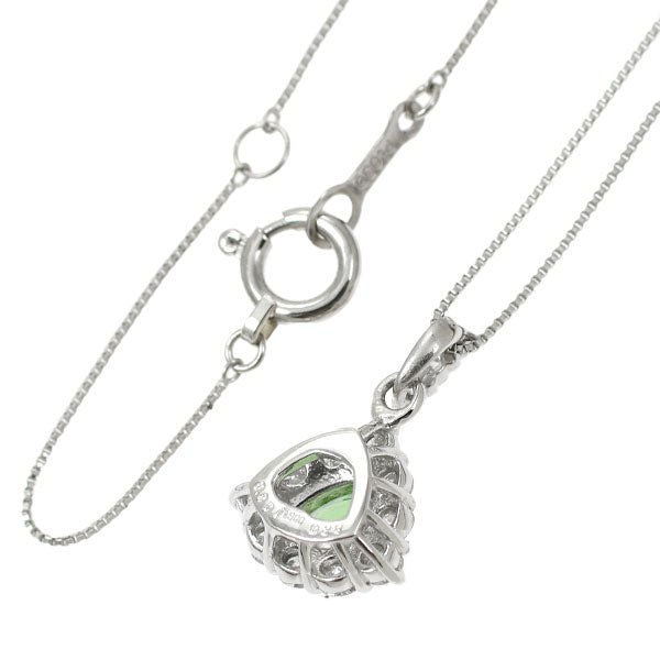 Pt900/ Pt850 グロッシュラーライトガーネット ダイヤモンド ペンダントネックレス 0.20ct D0.28ct