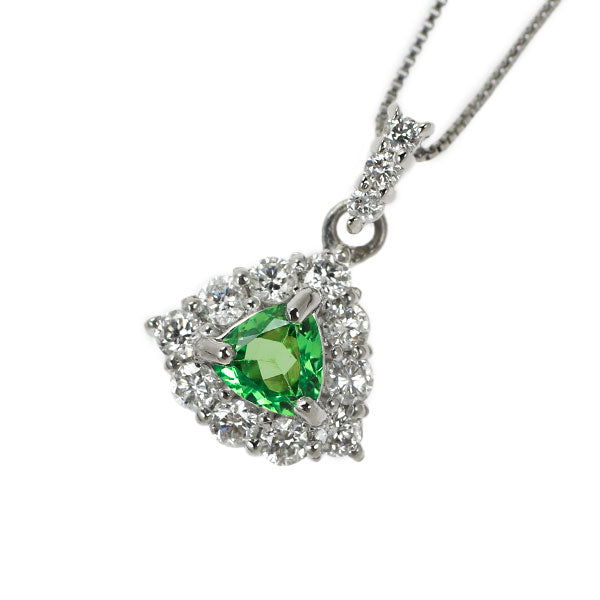 Pt900/ Pt850 グロッシュラーライトガーネット ダイヤモンド ペンダントネックレス 0.20ct D0.28ct