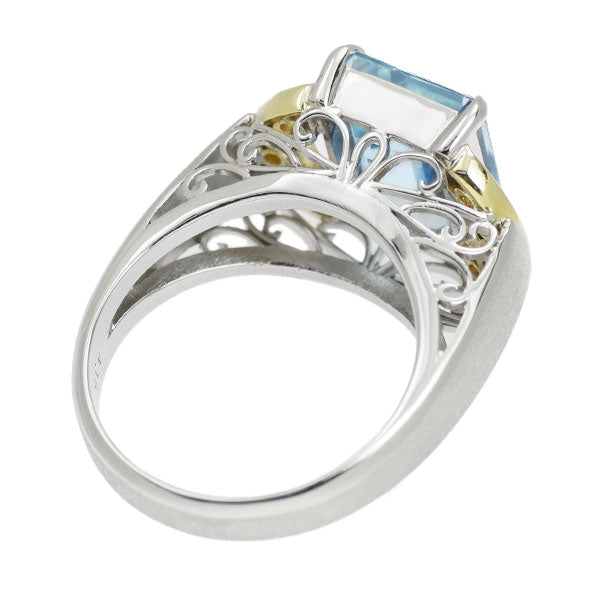 K18YG/Pt900 Aquamarine Diamond Ring 4.18ct D0.20ct 