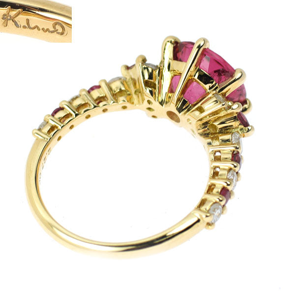 K18YG Pink Tourmaline Ruby Diamond Ring 2.27ct D0.30ct 