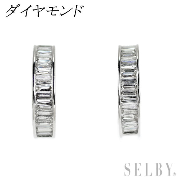 K18WG diamond earrings hoop 