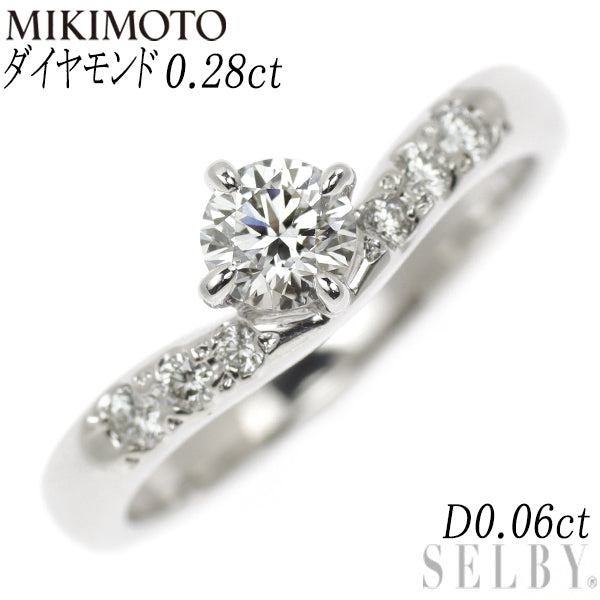 MIKIMOTO Pt950 Diamond Ring 0.28ct D0.06ct 