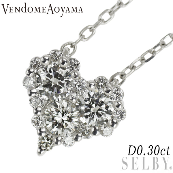 Vendome Aoyama Pt950/Pt850 Diamond Pendant Necklace 0.30ct Heart 