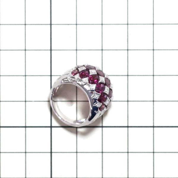 K18WG ロードライト ガーネット ダイヤモンド リング 8.22ct D0.15ct