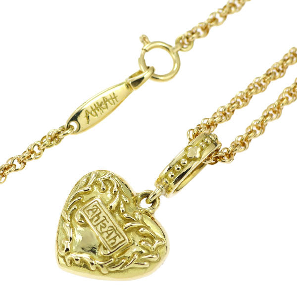 AHKAH K18YG Diamond Pendant Necklace Arabesque Heart Large Size 