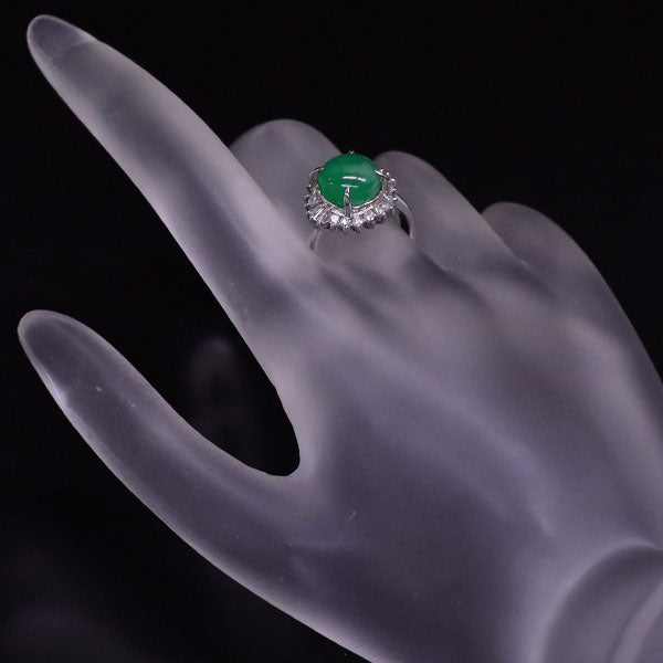 Pt900 Jade Diamond Ring D0.30ct Vintage 