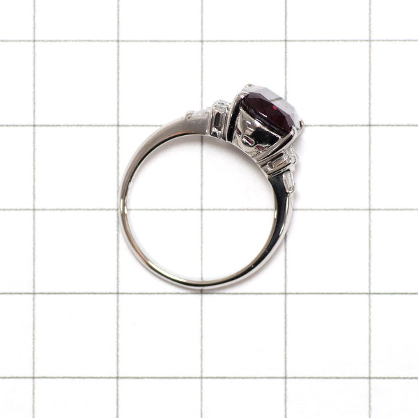 Pt900 Rhodolite Garnet Diamond Ring 4.24ct D0.20ct 
