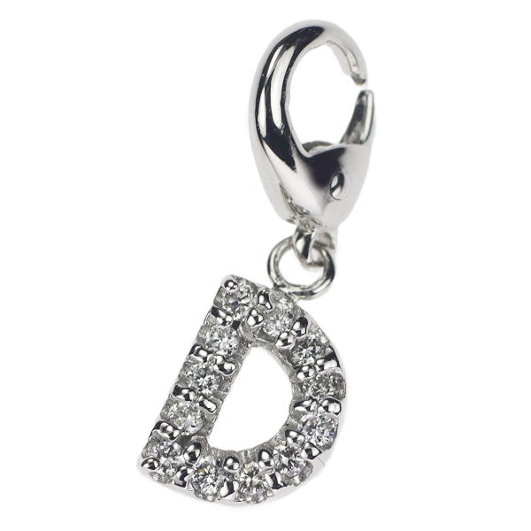 Ponte Vecchio K18WG Diamond Pendant and Charm 0.07ct Initial D 