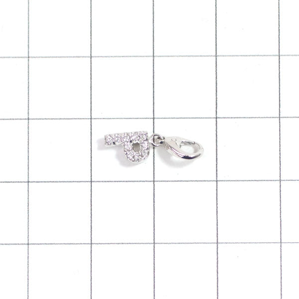 Ponte Vecchio K18WG Diamond Pendant Top and Charm D0.05ct Initial "P" 