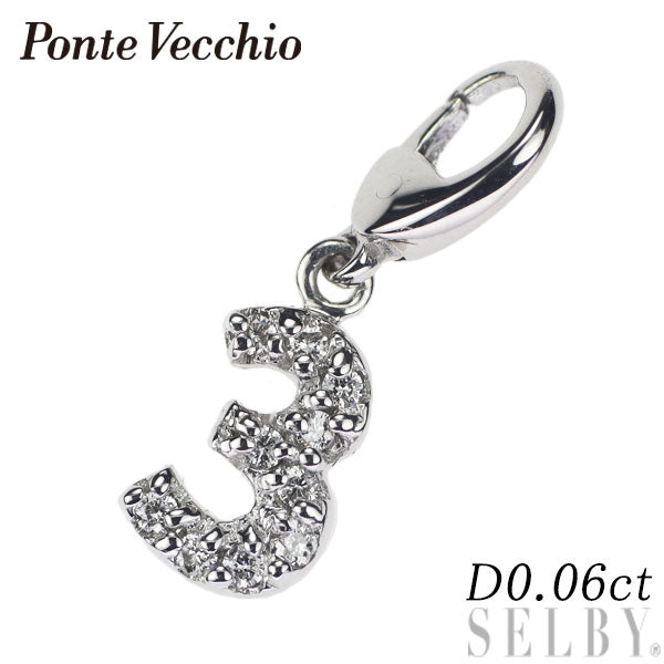 Ponte Vecchio K18WG Diamond Pendant and Charm 0.06ct Number 3 
